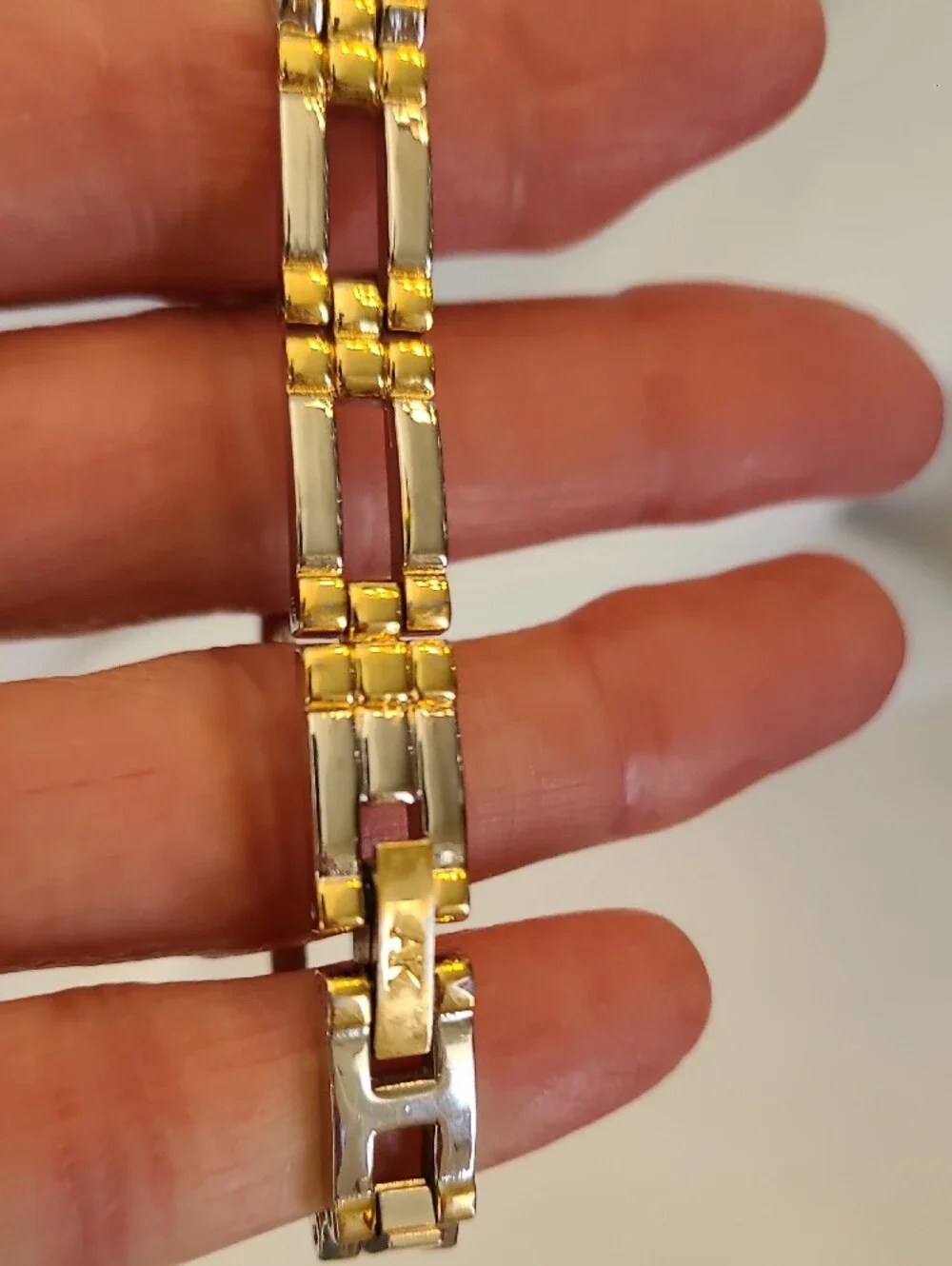 Anne Klein Two-Tone Gold and Silver Rectangular Bracelet Watch